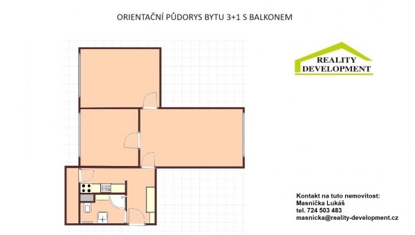 Pronájem Byt 3+1 s balkonem České Budějovice - PRONAJATO